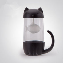 Load image into Gallery viewer, Cute Cat Glass Cup Tea Mug With Fish Infuser Strainer Filter Home Offices