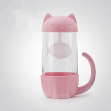 Load image into Gallery viewer, Cute Cat Glass Cup Tea Mug With Fish Infuser Strainer Filter Home Offices