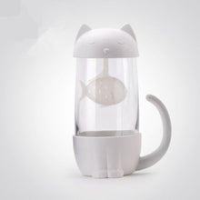 Load image into Gallery viewer, Cute Cat Glass Cup Tea Mug With Fish Infuser Strainer Filter Home Offices