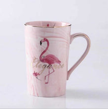 Load image into Gallery viewer, Ceramic Mug Gold Plated Flamingo Milk Coffee Tea mugs With Spoon Handle Household 55 Celsius heating thermostat padOffice Cup