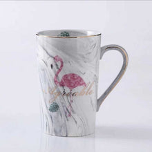Load image into Gallery viewer, Ceramic Mug Gold Plated Flamingo Milk Coffee Tea mugs With Spoon Handle Household 55 Celsius heating thermostat padOffice Cup