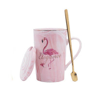 Load image into Gallery viewer, Ceramic Mug Gold Plated Flamingo Milk Coffee Tea mugs With Spoon Handle Household 55 Celsius heating thermostat padOffice Cup